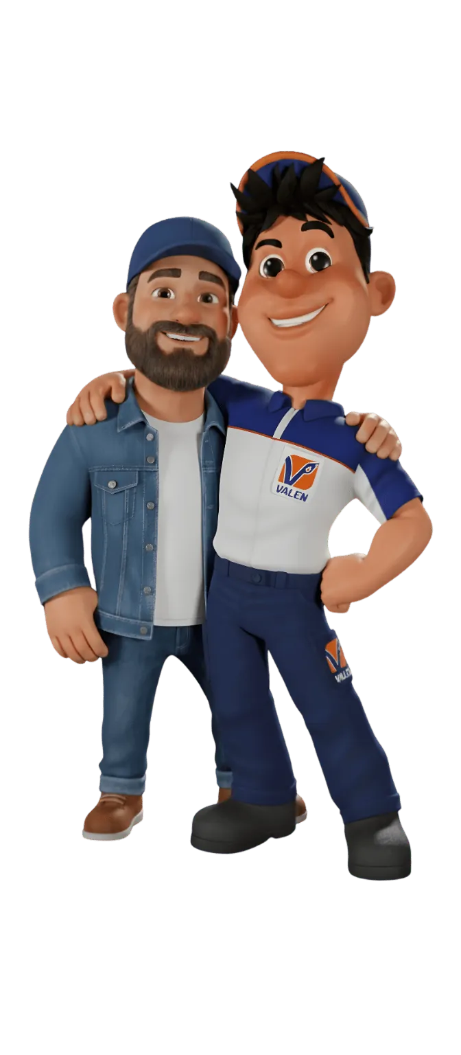 Tino e amigo, mascotes do Valen, em pose de acolhimento